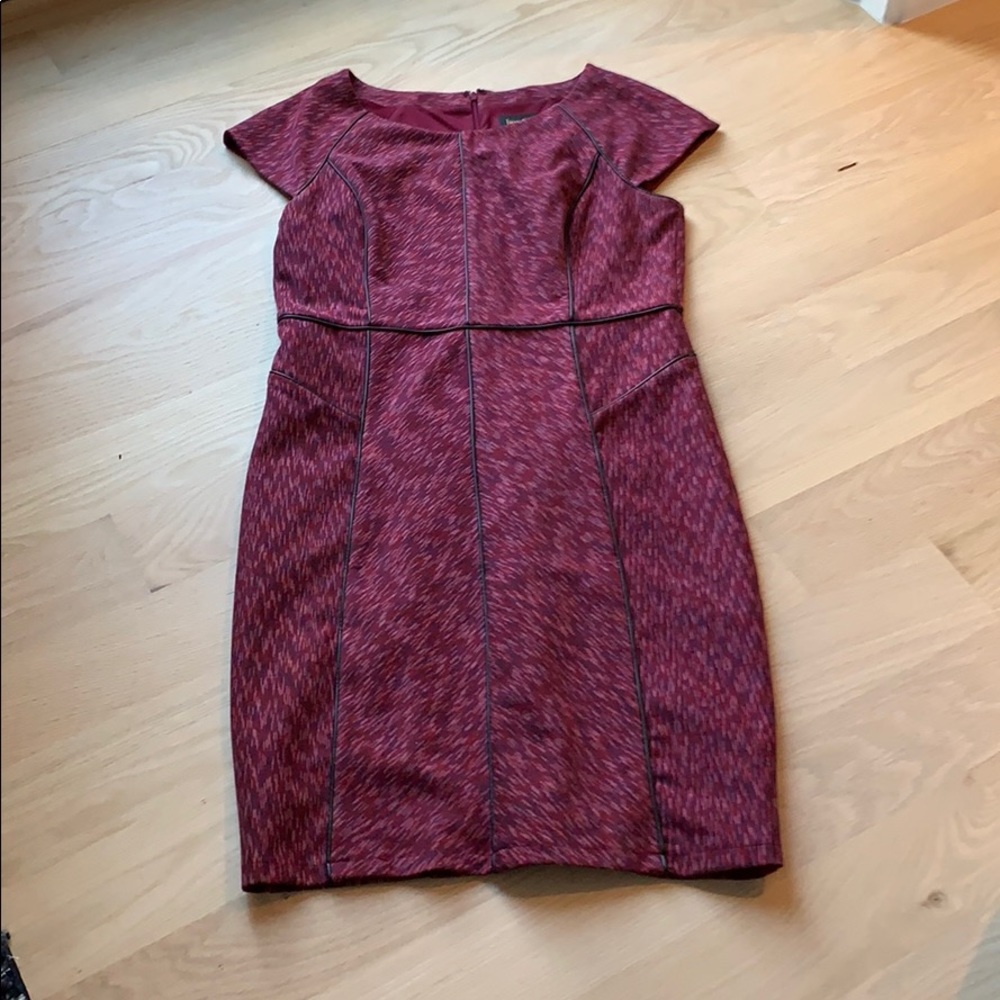 Laundry Plum and Leather Dress - EUC